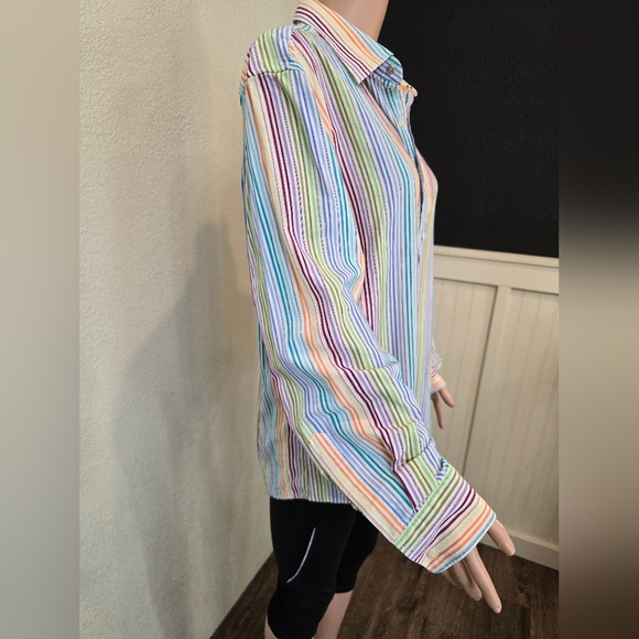 nick(it) New York London Long Sleeve Flip Cuff Button-Front Shirt Size Large - Picture 9 of 9